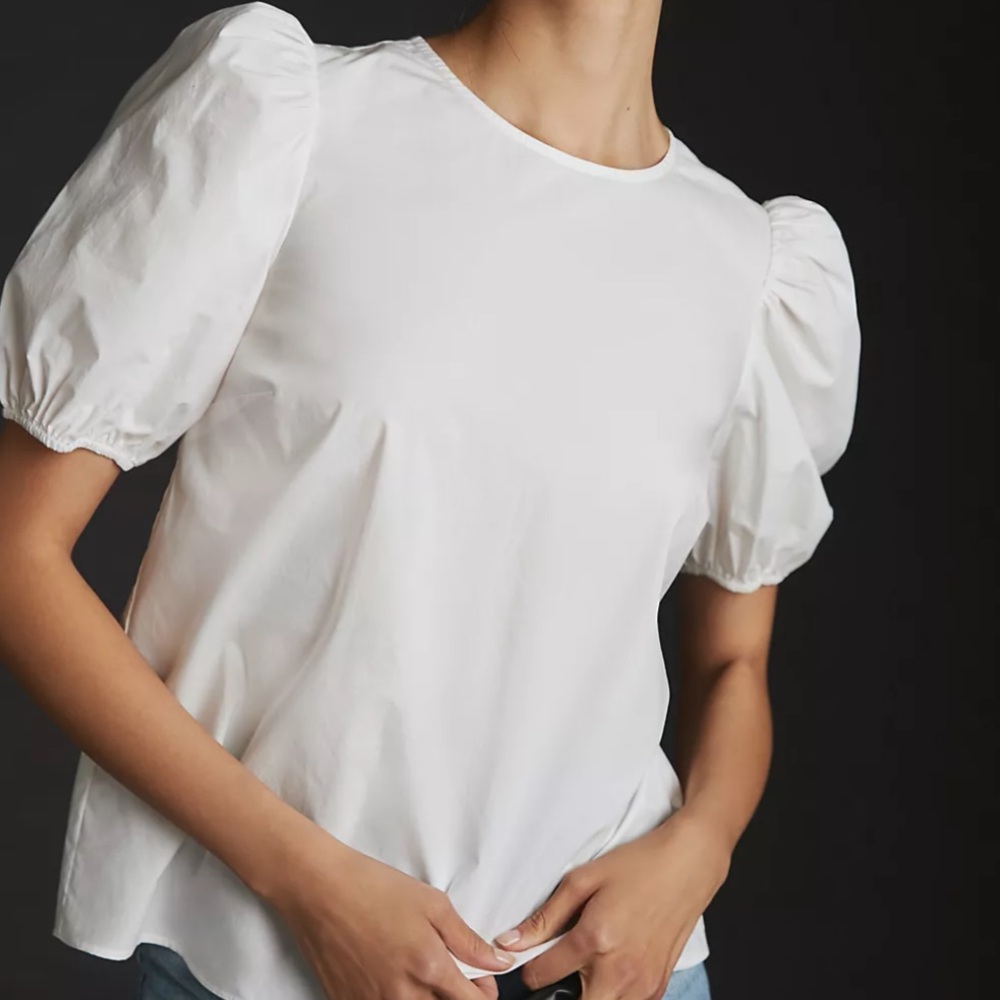 English Factory OPEN BACK BOW DETAIL TOP WITH PUFF SLEEVES
